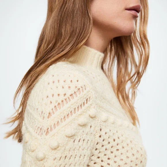NWT Mango Openwork knit sweater, women’s Size L - Picture 4 of 13